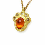 Oval mandarin sapphire Crown pendant