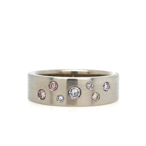 Scattered Pink diamond Grey gold ring