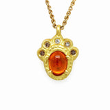 Oval mandarin sapphire Crown pendant