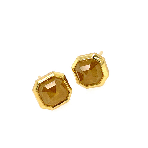 Yellow octagon Diamond studs
