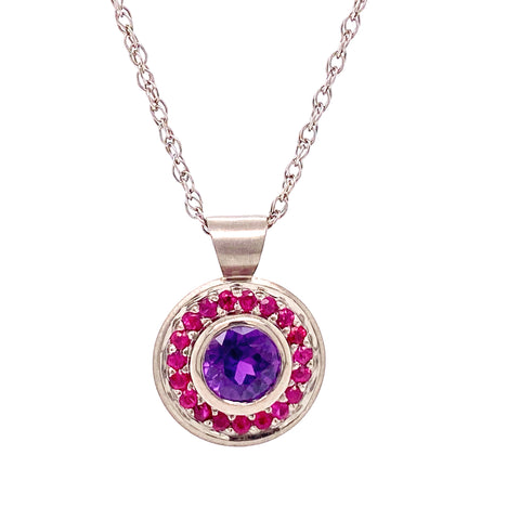 Purple sapphire and Ruby Pendant
