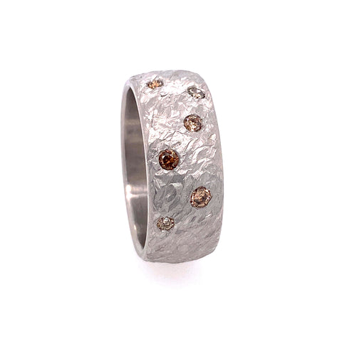 Hammered palladium and argyle diamond Ring