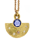 Hammered Sapphire and diamond Pendant/necklace